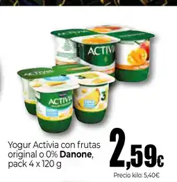 Unide Supermercados DANONE Yogur Activia con frutas original o 0% oferta