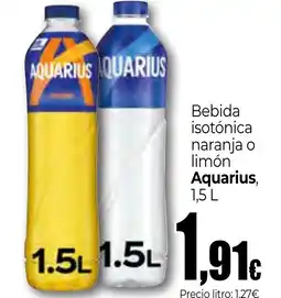 Unide Supermercados AQUARIUS Bebida isotónica naranja o limón oferta