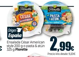 Unide Supermercados FLORETTE Ensalada César American style o pasta & atún oferta