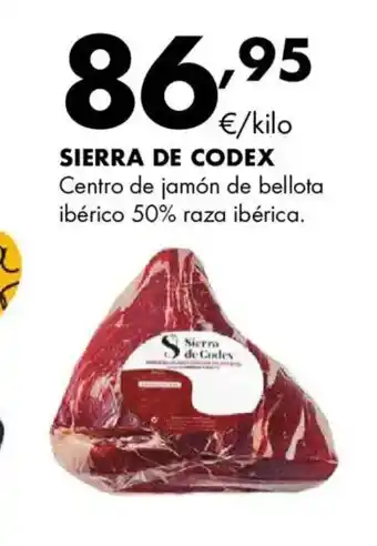 Supermercados Lupa SIERRA DE CODEX Centro de jamón de bellota ibérico 50% raza ibérica oferta