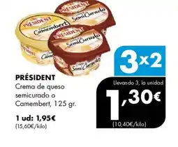 Supermercados Lupa PRÉSIDENT Crema de queso semicurado o Camembert oferta