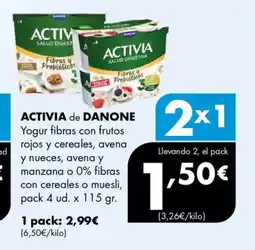 Supermercados Lupa ACTIVIA de DANONE Yogur fibras con frutos rojos y cereales oferta