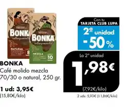 Supermercados Lupa BONKA Café molido mezcla 70/30 o natural oferta
