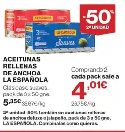 Supercor LA ESPAÑOLA Aceitunas rellenas de anchoa oferta