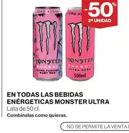 Supercor En todas las bebidas energeticas monster ultra oferta