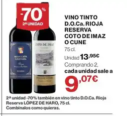 Supercor Vino tinto d.o.ca. rioja reserva coto de imaz o cune oferta