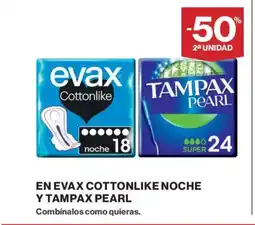 Supercor En evax cottonlike noche y tampax pearl oferta
