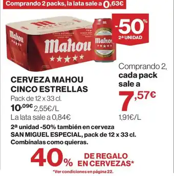 Supercor Cerveza mahou cinco estrellas oferta