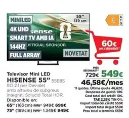El Corte Inglés Hisense - televisor mini led oferta