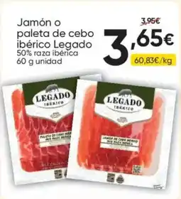 FROIZ LEGADO Jamón o paleta de cebo ibérico 50% raza ibérica oferta