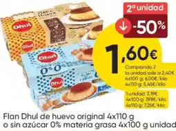 FROIZ DHUL Flan de huevo original o sin azúcar 0% materia grasa oferta