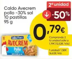 FROIZ GALLINA BLANCA Caldo Avecrem pollo -30% sal 10 pastillas oferta