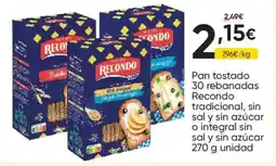 FROIZ RECONDO Pan tostado 30 rebanadas tradicional, sin sal y sin azúcar o integral sin sal y sin azúcar oferta