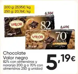 FROIZ VALOR Chocolate negro 82% con almendras y naranja o 70% con almendras oferta
