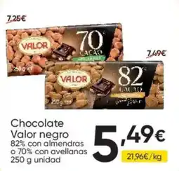 FROIZ VALOR Chocolate negro 82% con almendras o 70% con avellanas oferta