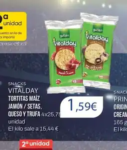 FROIZ VITALDAY Tortitas maíz jamón/setas, queso y trufa oferta