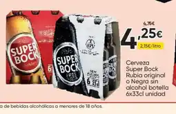 FROIZ SUPER BOCK Cerveza Super Rubia original o Negra sin alcohol botella oferta