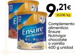 Cash FROIZ ENSURE Complemento alimenticio Nutrivigor chocolate o vainilla oferta