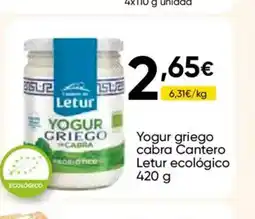 Cash FROIZ LETUR Yogur griego cabra Cantero ecológico oferta