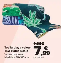 Carrefour Toalla playa velour TEX Home Basic oferta
