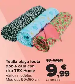 Carrefour Toalla playa fouta doble cara con rizo tex home oferta