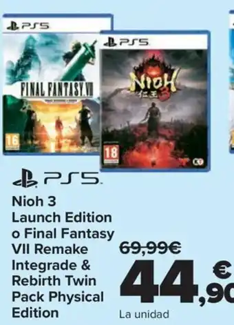 Nioh 3 Launch Edition o Final Fantasy VII Remake Integrade & Rebirth Twin Pack physical Edition
