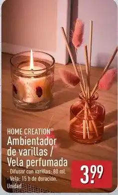 ALDI Home creation - ambientador de varillas/vela perfumada oferta