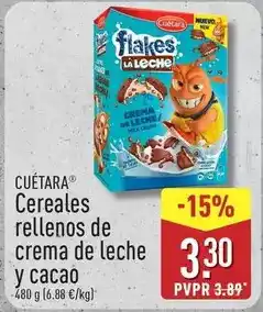 ALDI Cuétara - cereales rellenos de crema de leche y cacao oferta