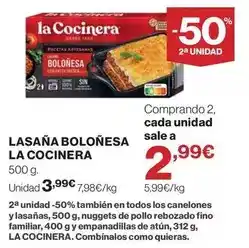 El Corte Inglés La cocinera - lasana bolonesa oferta
