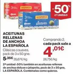 El Corte Inglés La española - aceitunas rellenas de anchoa oferta