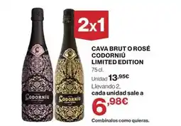 El Corte Inglés Codorniu - cava brut o rosé oferta