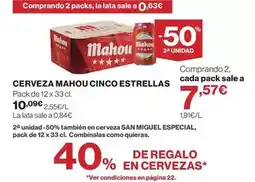 El Corte Inglés Mahou - cerveza cinco estrellas oferta