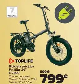 Carrefour TOPLIFE Bicicleta eléctrica Fat Bike 20" E-2500 oferta