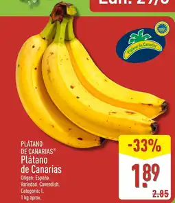 ALDI PLÁTANO DE CANARIAS Plátano de Canarias oferta