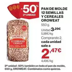 El Corte Inglés Oroweat - pan de molde 12 semillas y cereales oferta