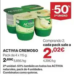 El Corte Inglés Danone - activia cremoso oferta