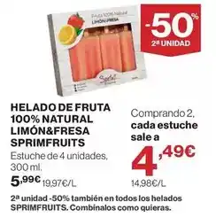 El Corte Inglés Helado de fruta 100% natural limon&fresa oferta