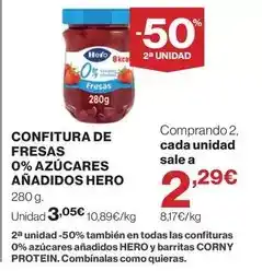 El Corte Inglés Hero - confitura de fresas 0% azucares anadidos oferta