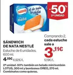 El Corte Inglés Nestlé - sandwich de nata oferta