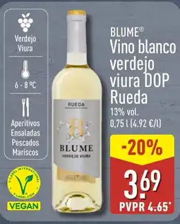 ALDI BLUME Vino blanco verdejo viura DOP Rueda oferta