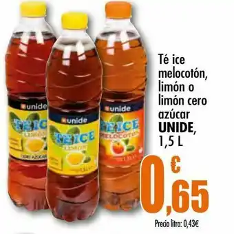Unide Supermercados Té ice melocotón, limón o limón cero azúcar unide, 1,5 l oferta