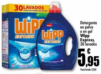 Unide Supermercados Detergente en polvo o en gel wipp express, 30 lavados oferta