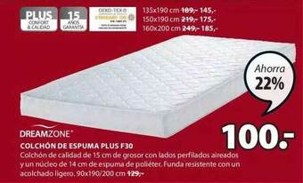 JYSK Dreamzone Colchón De Espuma Plus F30 oferta