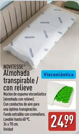 ALDI NOVITESSE Almohada transpirable / con relieve oferta