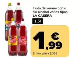 Supeco La casera - tinto de verano con o sin alcohol oferta