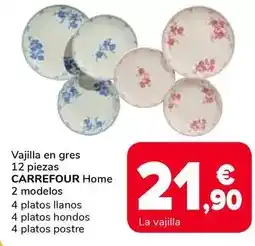 Supeco Carrefour home - vajilla en gres 12 piezas oferta