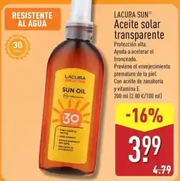 ALDI Lacura sun - aceite solar transparente oferta