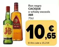 Supeco Cacique/j&b - ron negro o whisky escoces oferta