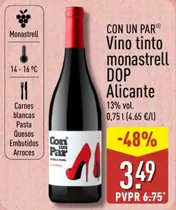 ALDI CON UN PAR Vino tinto monastrell DOP Alicante oferta