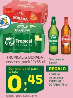 HiperDino TROPICAL O DORADA cerveza oferta